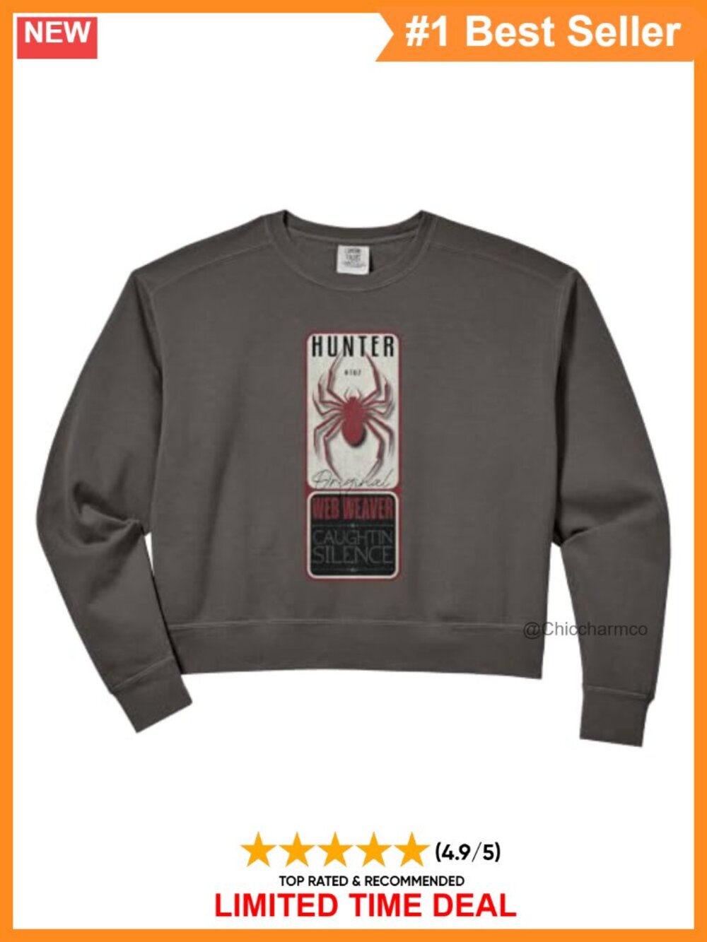 Cotton Blend Crop Sweatshirt Crew Neck Long Sleeve Streetwear